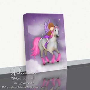 Girls room decor,Unicorn wall art,Unicorn canvas print,Girls room unicorn picture,Purple unicorn art,Unicorn artwork,Unicorn nursery art