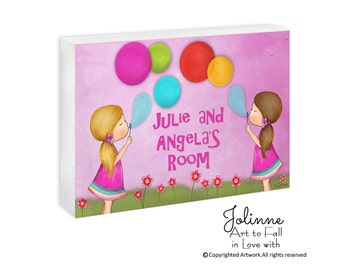 Sisters Room Wall Art,Personalized Door Sign for Sisters Room,Sisters room or nursery wall art,twin sisters artwork,Twins Custom name sign