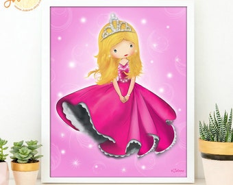 Gifts for kids, Princess Wall art, Peronalized princess decor,Kids wall art, Girl birthday gift, Prints for girls room