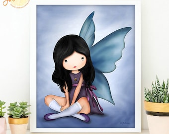 Angel wall decor for girl bedroom,angel fairy poster,angel baby custom art,baby nursery angel wall art,toddler girl wall art