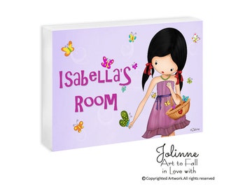 Personalized door sign,Personalized girls room decor,Girls nursery wall art,Childrens bedroom decor,Wall art for kids room,Girl custom name