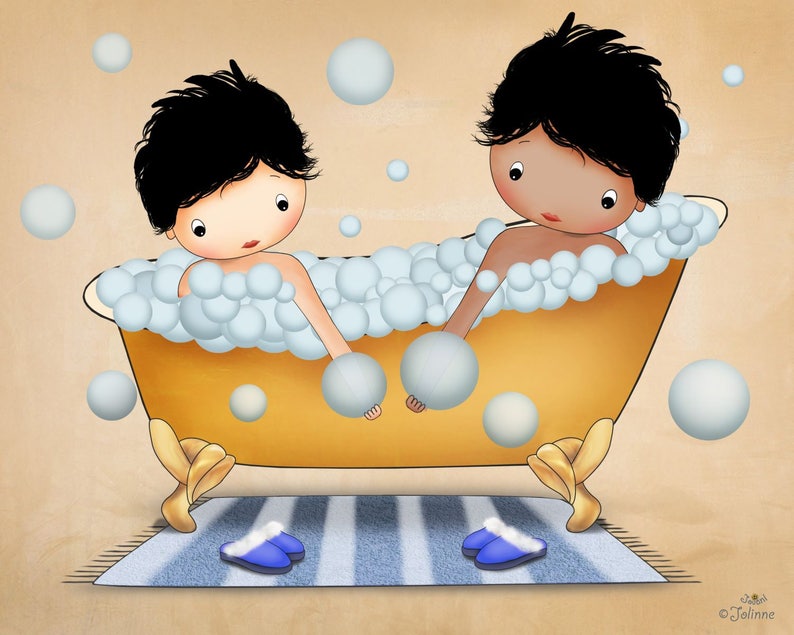 Sibling bath decor,brother and sister bathroom print,boy and girl wall art for child bathroom,bathroom wall decor kid,Kids bathroom artwork image 6