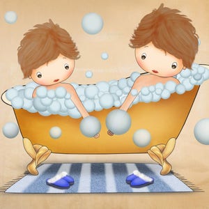 Sibling bath decor,brother and sister bathroom print,boy and girl wall art for child bathroom,bathroom wall decor kid,Kids bathroom artwork image 7