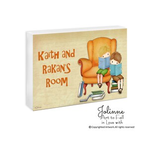 Brothers room door sign,Personalized kids name plaque,Boys book nook sign,Brothers door plaque,Kids personalized gift bild 2