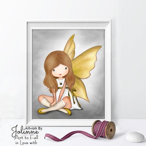 Gray Yellow angel wall art, nursery decor, posters for kids rooms, children&#39;s wall art,baby girl bedroom art, nursery decor for little girls