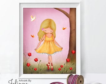 Baby room wall decor girl,Ballerina art print,Baby girl room decor,Ballerina gift for girl