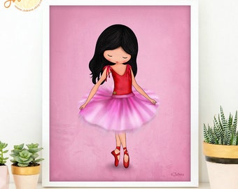 Ballerina Art Print, Kids Room Decor, Dancing Girl Nursery Art