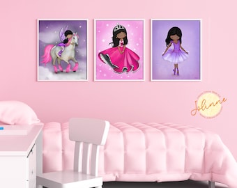 Toddler girl room wall art,Set of 3 posters for girls bedroom,Girl room decor,Posters set girls room,Nursery wall art posters set,Unicorn