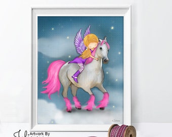 Kid unicorn artwork,unicorn decor for girl bedroom,wall decor toddler girl bedroom,unicorn canvas wall art,wall decor for nursery unicorn