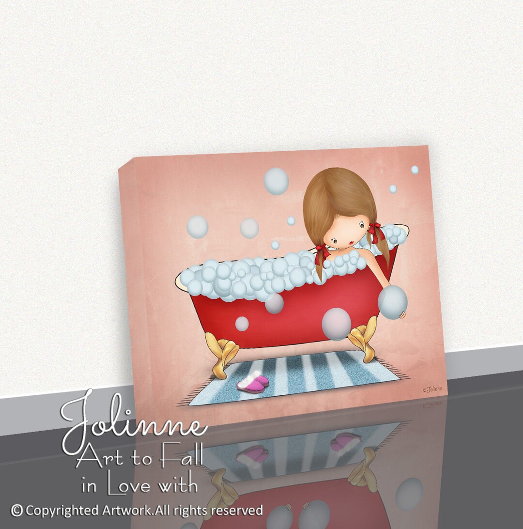 Kids Bath Wall Art,girl Bathroom Wall Art,kid Personalize Bath Art,toddler Bath Canvas Art,a ...
