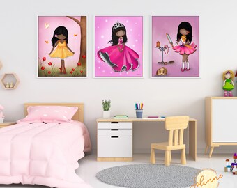 Modern pictures for girls room,Colorful room decor posters for girls,Kids posters for bedroom,Gift for granddaughter