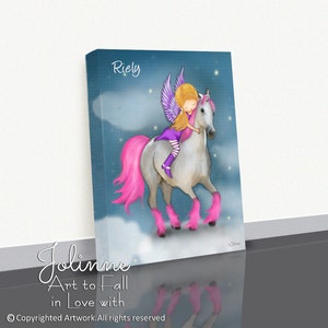 Unicorn artwork for girl,Unicorn picture,Unicorn wall art canvas print,Unicorn decoration for kids room,Unicorn bedroom decor