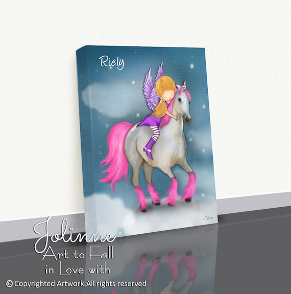 Unicorn artwork for girl,Unicorn picture,Unicorn wall art canvas print,Unicorn decoration for kids room,Unicorn bedroom decor