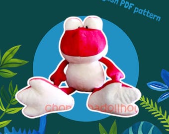 Naaipatroon kikker - 25 inch gigantische knuffel pdf-download, zelfstudie rode en witte anime robot plushie pop speelgoed