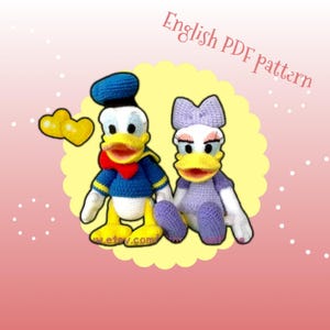 Donald & Daisy Duck Crochet Pattern: 8.5&quot; Amigurumi PDF (Digital Download)