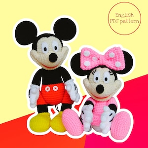 Mickey and Minnie Mouse Crochet Pattern: 10&quot; Amigurumi (PDF Download)