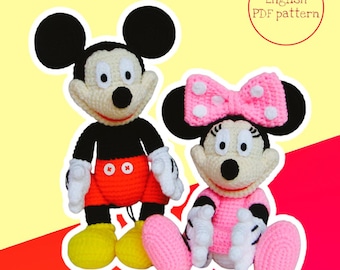 Mickey Minnie Mouse Crochet Pattern – 12-Inch Plushie Amigurumi (PDF Download)