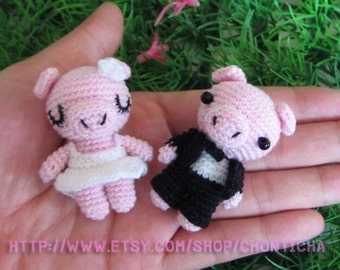 Miniature Piggy Wedding doll - PDF amigurumi Crochet Pattern