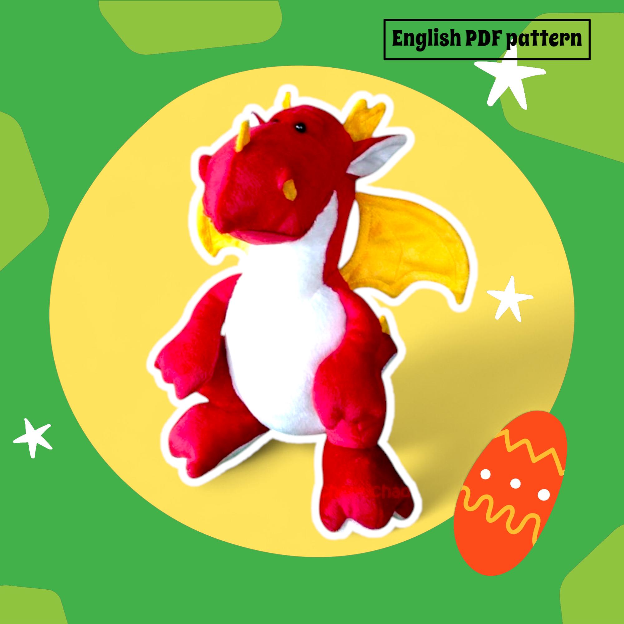 Dragon Plush Sewing Pattern PDF: 12 Inch Stuffed Animal Tutorial ...
