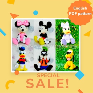 Mickey Mouse & Friends Crochet Pattern Bundle: 6 Amigurumi Plush Dolls (PDF Download)
