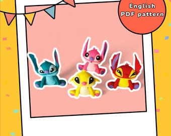 Stitch Gang Vilt naaipatroon PDF | 4 inch pluche zelfstudie | Digitale minipoppetje