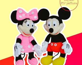 ミッキーマウス&ミニーマウス あみぐるみセット ミッキー＆ミニーマウスの編み図 – 12インチぬいぐるみあみぐるみ（PDF
