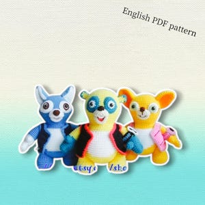 Oso, Dotty, Wolfie Crochet Pattern: Amigurumi Plush Dolls (PDF Download)