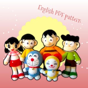 Patrón de crochet de Doraemon en PDF: Tutorial de muñeco amigurumi de anime (Descarga digital)