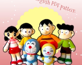 Doraemon Anime Crochet Pattern Bundle – 6 Pack Amigurumi plush toy ( (PDF download)