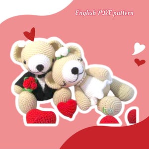 Crochet Bear Wedding Amigurumi Pattern: Bride & Groom Plush (PDF Download)