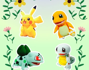 ポケモン編みぐるみかぎ針編みパターン：フシギダネ、ピカチュウ