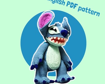 Stitch Amigurumi Crochet Pattern: 15 Inch Plush Doll (PDF Download