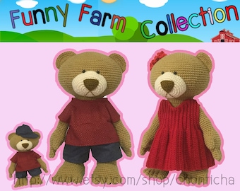 Funny farm B Bear 22 pulgadas - Patrón de crochet amigurumi PDF