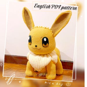 Eevee Amigurumi Crochet Pattern: 22&quot; Plush Doll Tutorial (PDF Download)