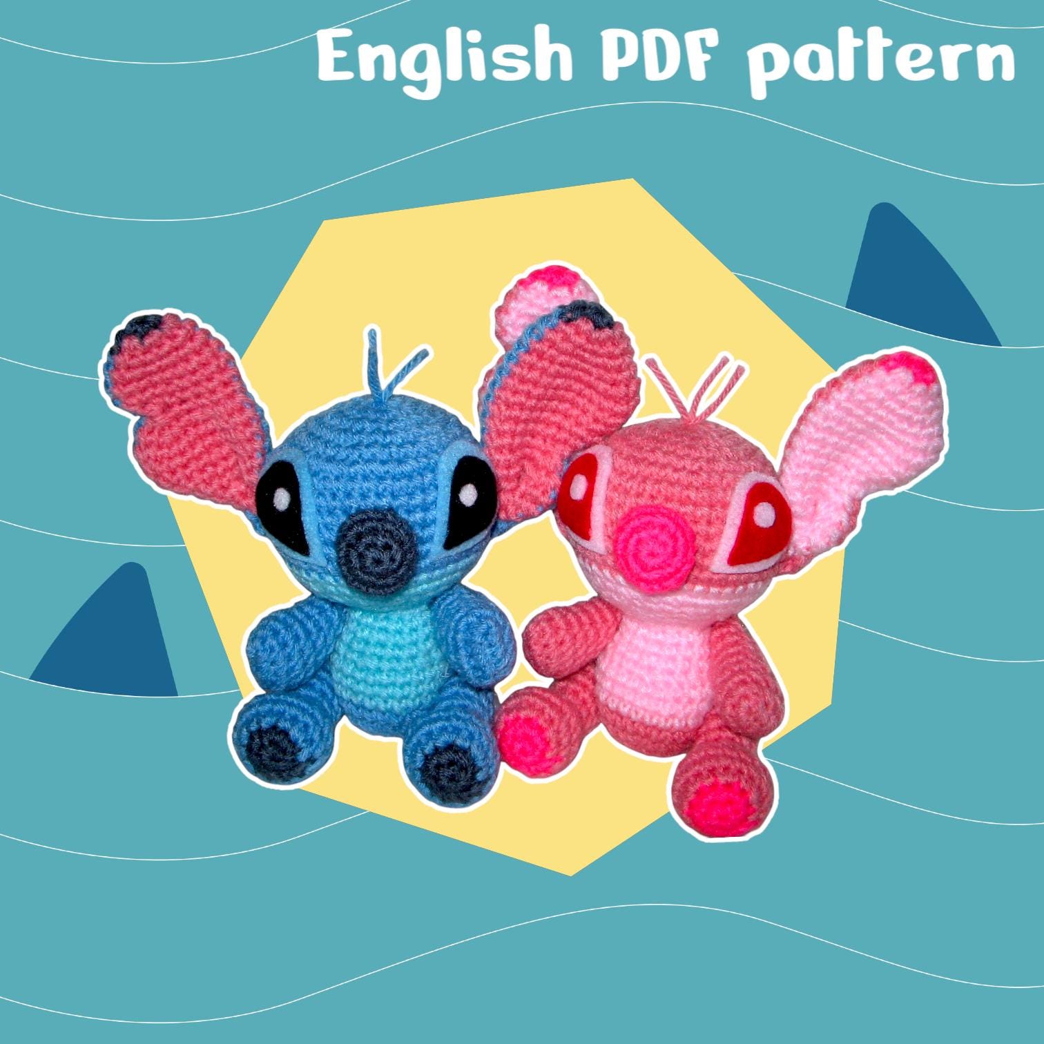 ステッチかぎ針編みパターンPDF：7インチあみぐるみ人形チュートリアル