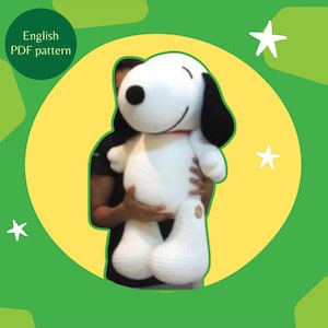 Snoopy Crochet Pattern - Giant White Dog Amigurumi Plushie Toy (PDF Download)