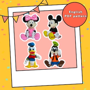 Mickey Mouse & Gang Crochet Pattern: Amigurumi PDF (Donald, Goofy, Minnie)