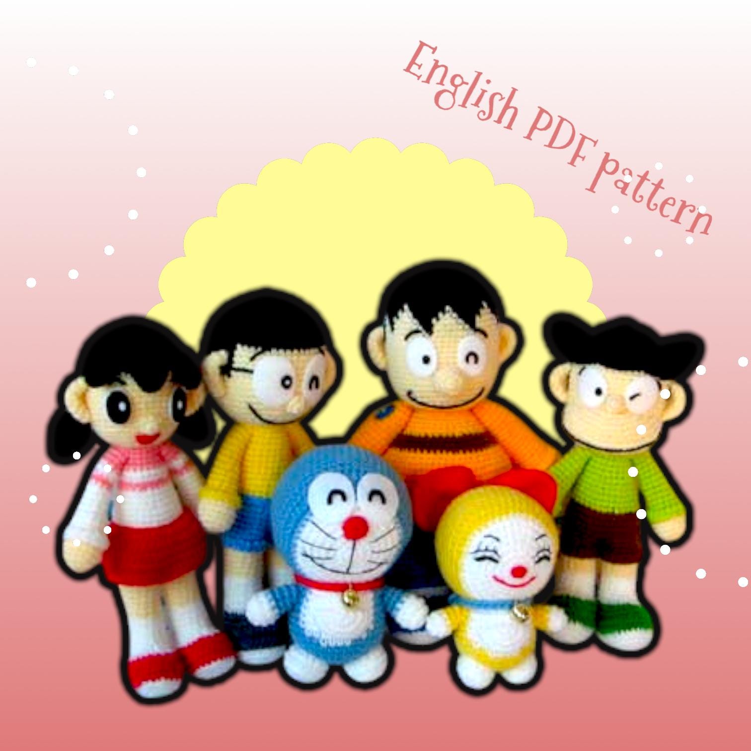 Doraemon Pattern Printable Doraemon Anime Crochet Pattern Bundle – 6 Pack Amigurumi Plush Toy ...