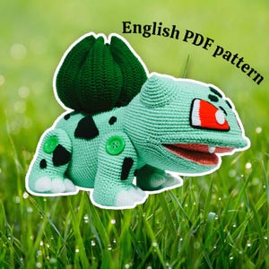 Bulbasaur Crochet Pattern - Inspired by Pokemon Grass Monster - 23 Inch Giant Amigurumi Plushie Doll (PDF download)
