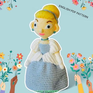 Cinderella Doll Crochet Pattern PDF: 15 Inch Princess Amigurumi