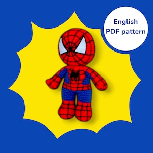 Spiderman Crochet Pattern PDF: 12 Inch Amigurumi Superhero Doll (Digital Download)