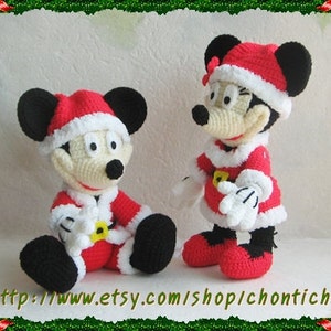 Mickey Mouse and Minnie Mouse (SANTA) 10 inches - PDF amigurumi crochet pattern