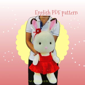 Giant Crochet Rabbit Pattern: 28&quot; Sylvanian Inspired Plush Doll (PDF Download)