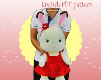 Giant Crochet Rabbit Pattern: 28" Sylvanian Inspired Plush Doll (PDF Download)