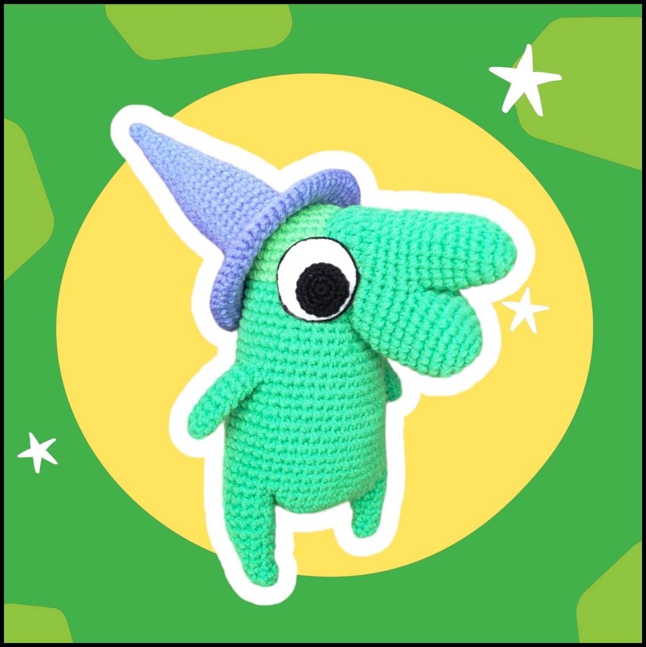 編みぐるみ「୨୧RIBBON୨୧」 Glep Crochet Pattern - Inspired by Smiling Friends Green Wizard