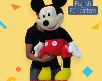 Giant Mickey Mouse Crochet Pattern – 35 Inch Amigurumi Plush Doll (PDF Download)