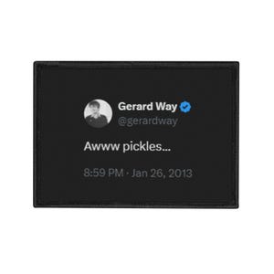 Gerard Way &quot;Awww Pickles&quot; Tweet Iron On Patch