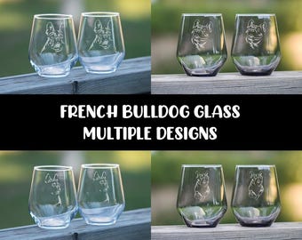 French Bulldog glass | Multiple Designs | Tumbler | Stemless Wine Glass | Drinking Glass