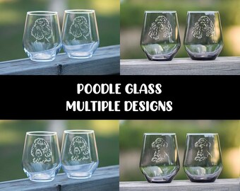 Poodle glass | Multiple Designs | Tumbler | Stemless Wine Glass | Drinking Glass