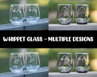 Whippet Glass | Multiple Designs | Tumbler | Stemless Wine Glass | Drinking Glass